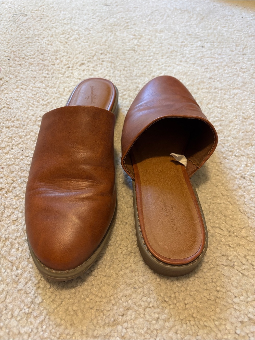 Universal Thread Women's Leather Slide Mules in Cognac Brown